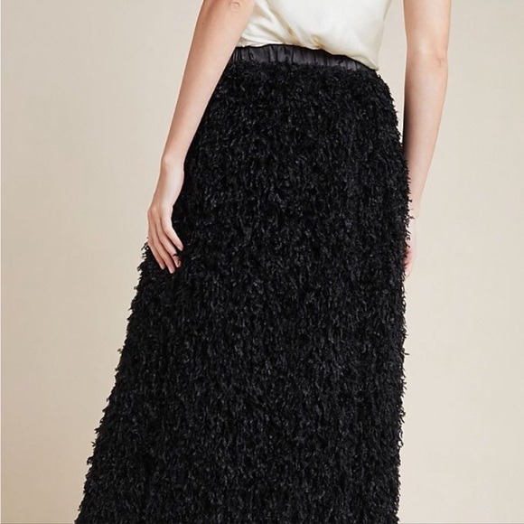 New Anthropologie Sunday In Brooklyn Chantal Feathered Maxi Skirt M MSRP: $160 - Picture 4 of 11